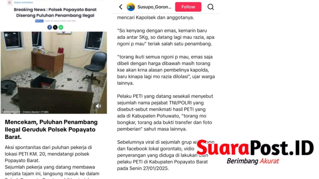 Diduga Akibat Tambang Emas Ilegal: Viral Isu Perusakan Polsek Popayato Barat, KNPI Tantang Transparansi Polri!