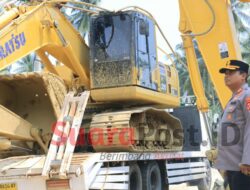 Lima Orang Diamankan, 4 Excavator PETI di Popayato Barat Digiring ke Mapolres Pohuwato
