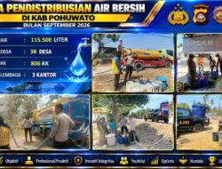 38 Desa Disasar, Polres Pohuwato Salurkan Ratusan Ribu Liter Air Bersih